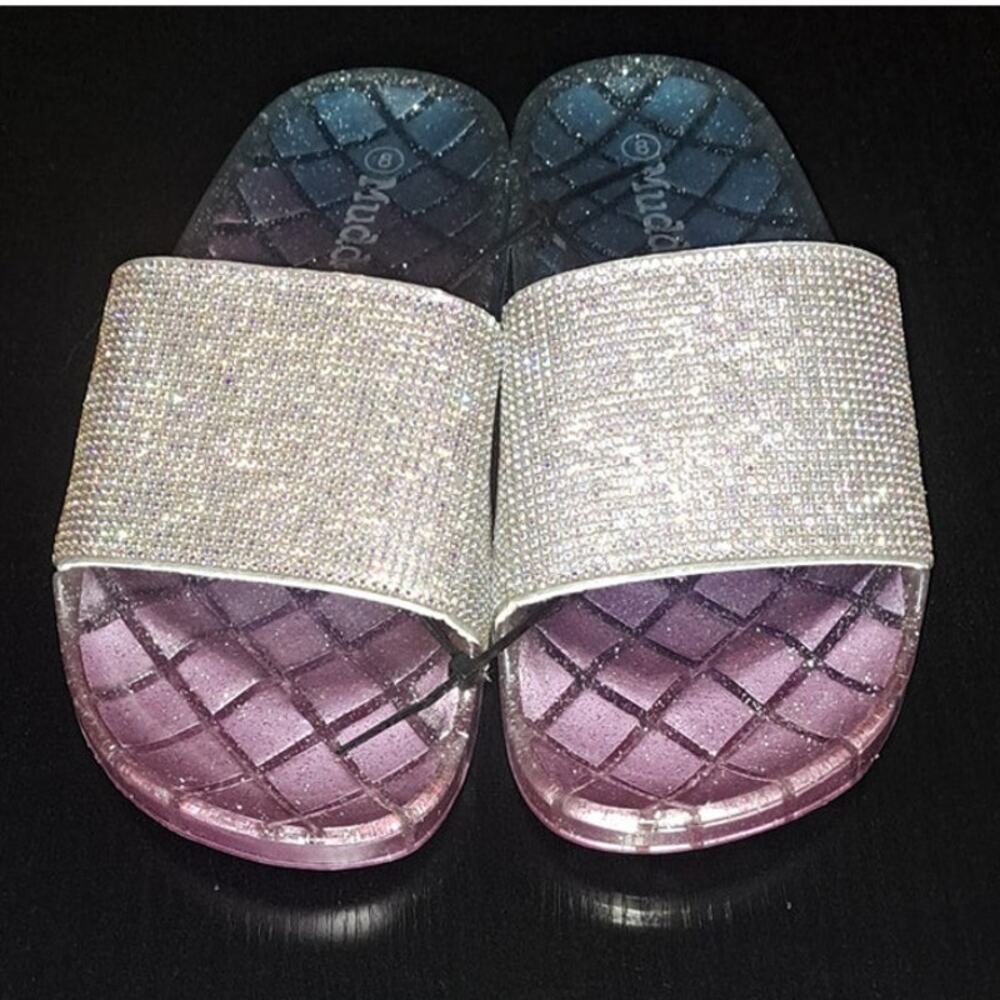 Iridescent Pink Purple & Blue Mudd Slide Slipper Sandals Size 8